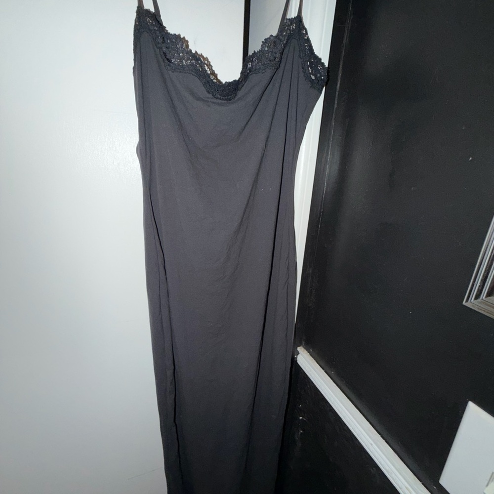 NEW!!! SKIMS Black Fits Everybody Lace Detail Slip Dress